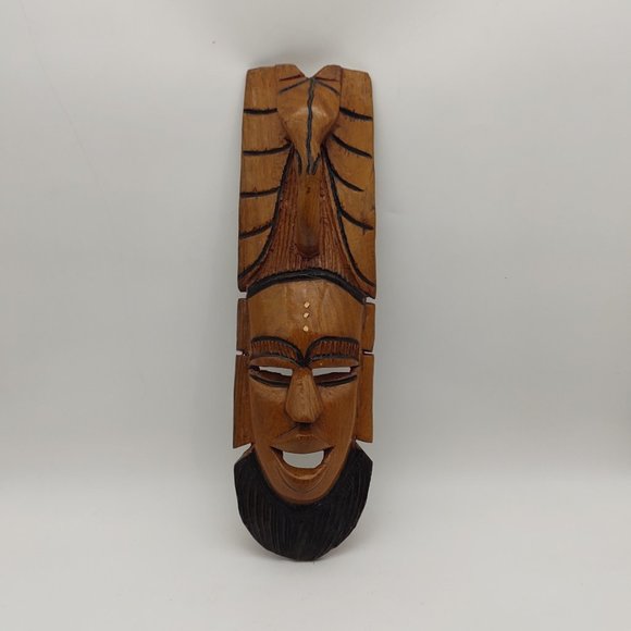 Wooden Indonesian Bearded Wall Mask - Picture 2 of 11